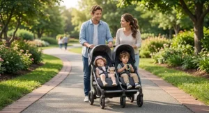 Lightweight side-by-side double stroller under $200 with independent reclining seats for twins or toddlers