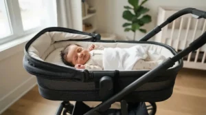 An infant twin stroller with full recline seats aligned with safe newborn flat positioning guidelines.